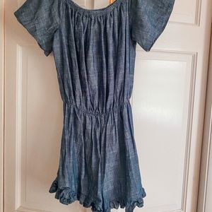 Chambray Blue Ruffle Romper